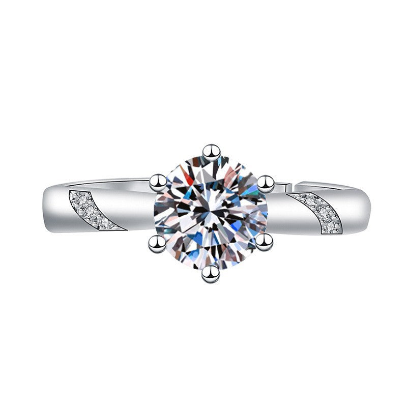 Elegant Imitation Moissanite Open Adjustable Live Broadcast Rings