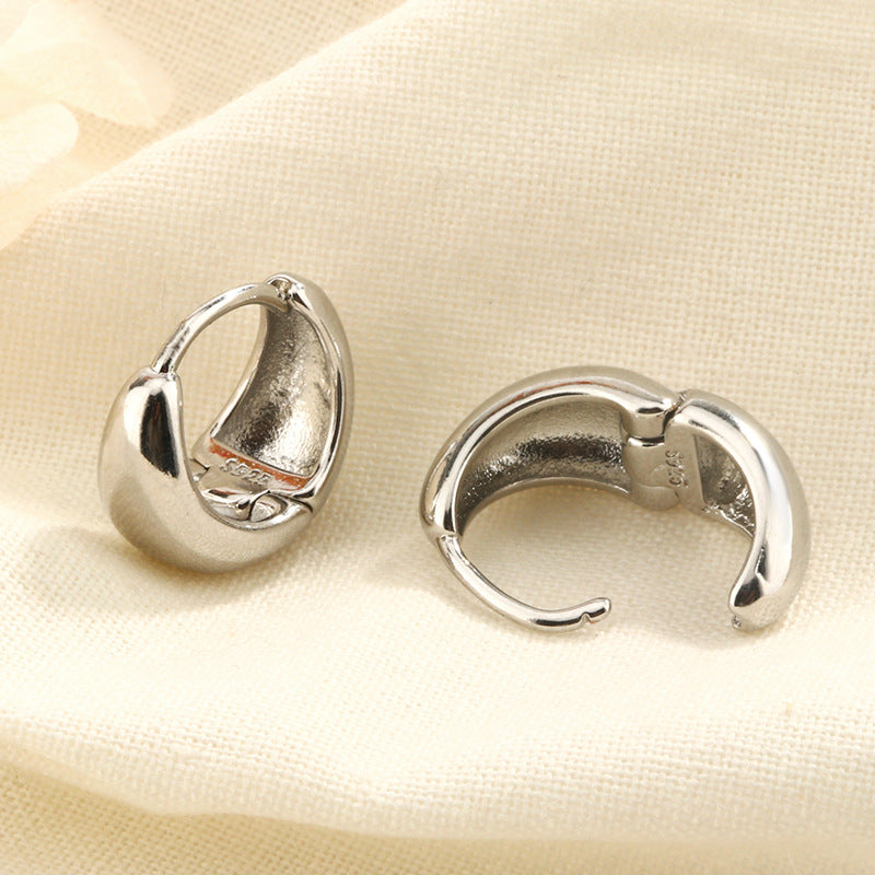 Fashionable High-grade Cold Style Minimalist Water Drop Metal Circle Earrings
