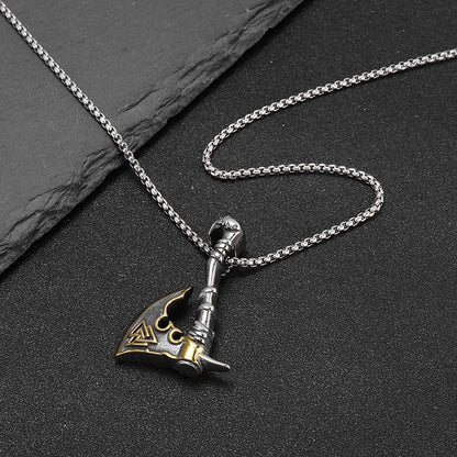 Men's Viking Stainless Steel Gold Plated Axe Pendants