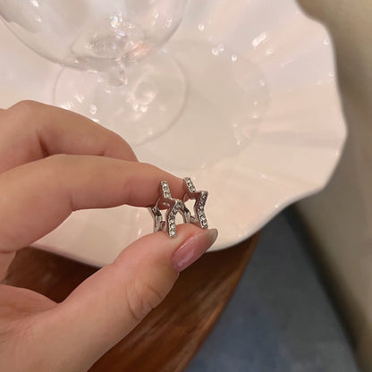 Star Zircon Earings Set Simple Versatile Personality Ear Bone Rings