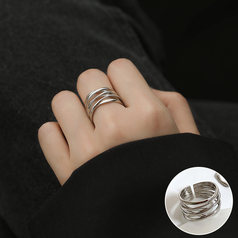 Line Cross Cord For Braiding Female Simple Irregular Wide Rings