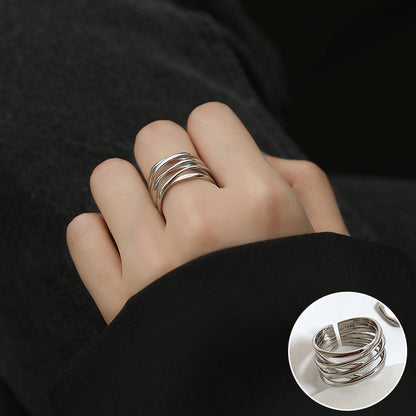 Line Cross Cord For Braiding Female Simple Irregular Wide Rings
