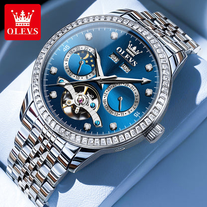 Men's Watch Multifunctional Moon Phase Casual Mechanical Watches