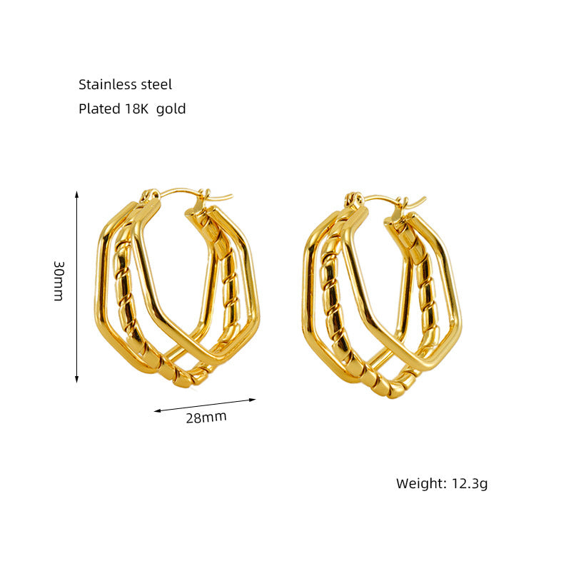 Women's Titanium Steel Retro Hollow High Sense Earrings