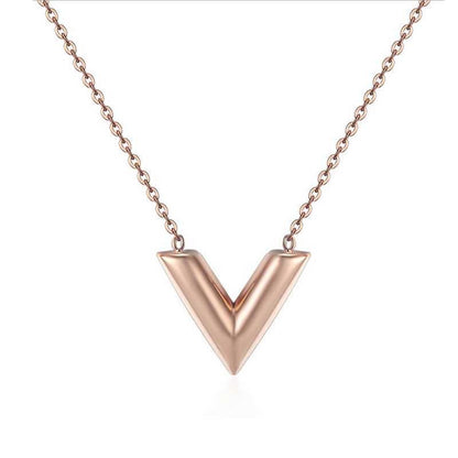 Women's Mini V-shaped Gold Simple Elegant Titanium Steel For Necklaces