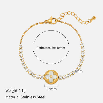 Gold Diamond Butterfly Clover Stainless Steel Female Style Bracelets