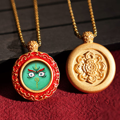 Three-dimensional Tibetan Style Fifth Master Brass Painted Wipe Pendants