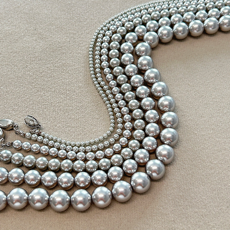 Imitation Polo Pearl Light Luxury Minority Advanced Gray Necklaces