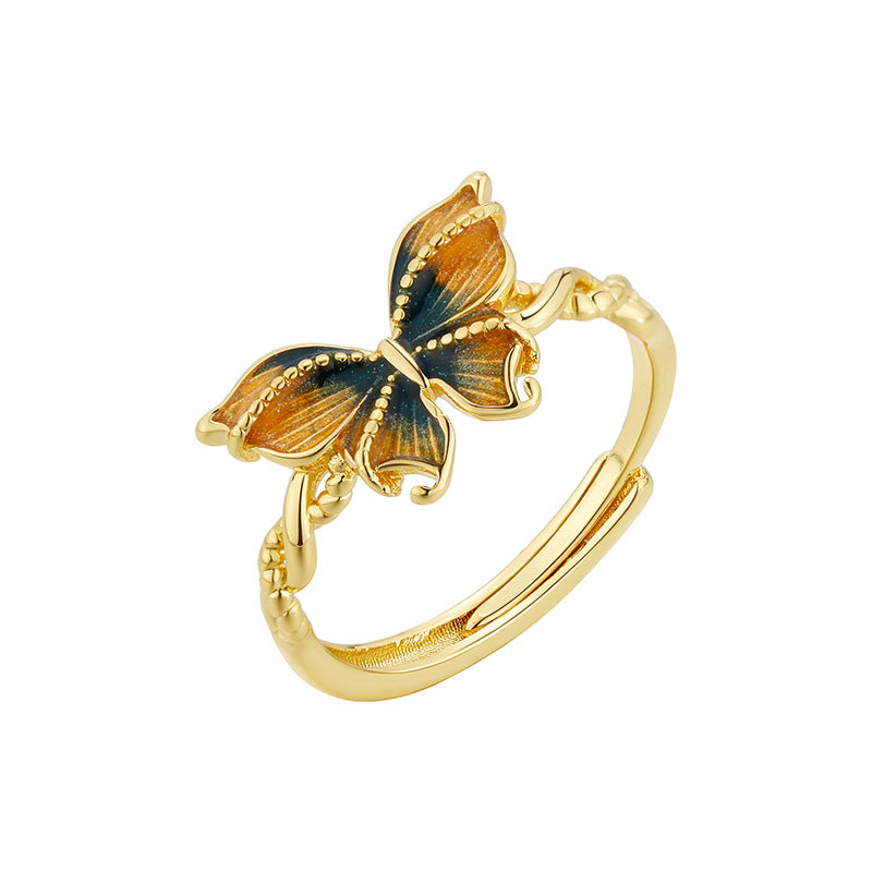 Gradient Color Butterfly Female Fairy Retro Rings