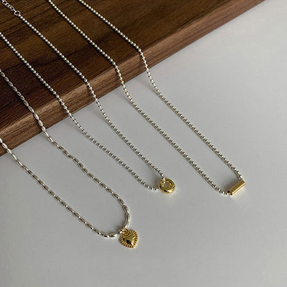 Retro Simple Gold Sier Color Matching Bead Niche Advanced Necklaces