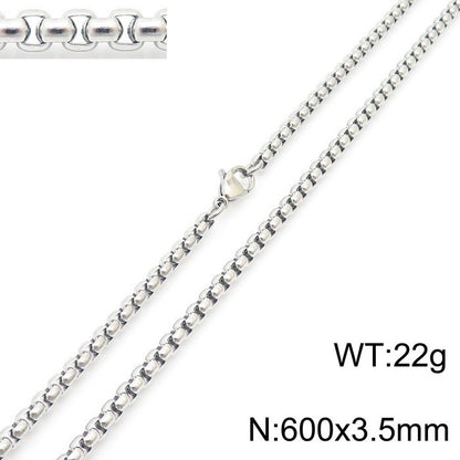 Women's & Men's Stainless Steel Square Pearl Chain Titanium Card Necklaces