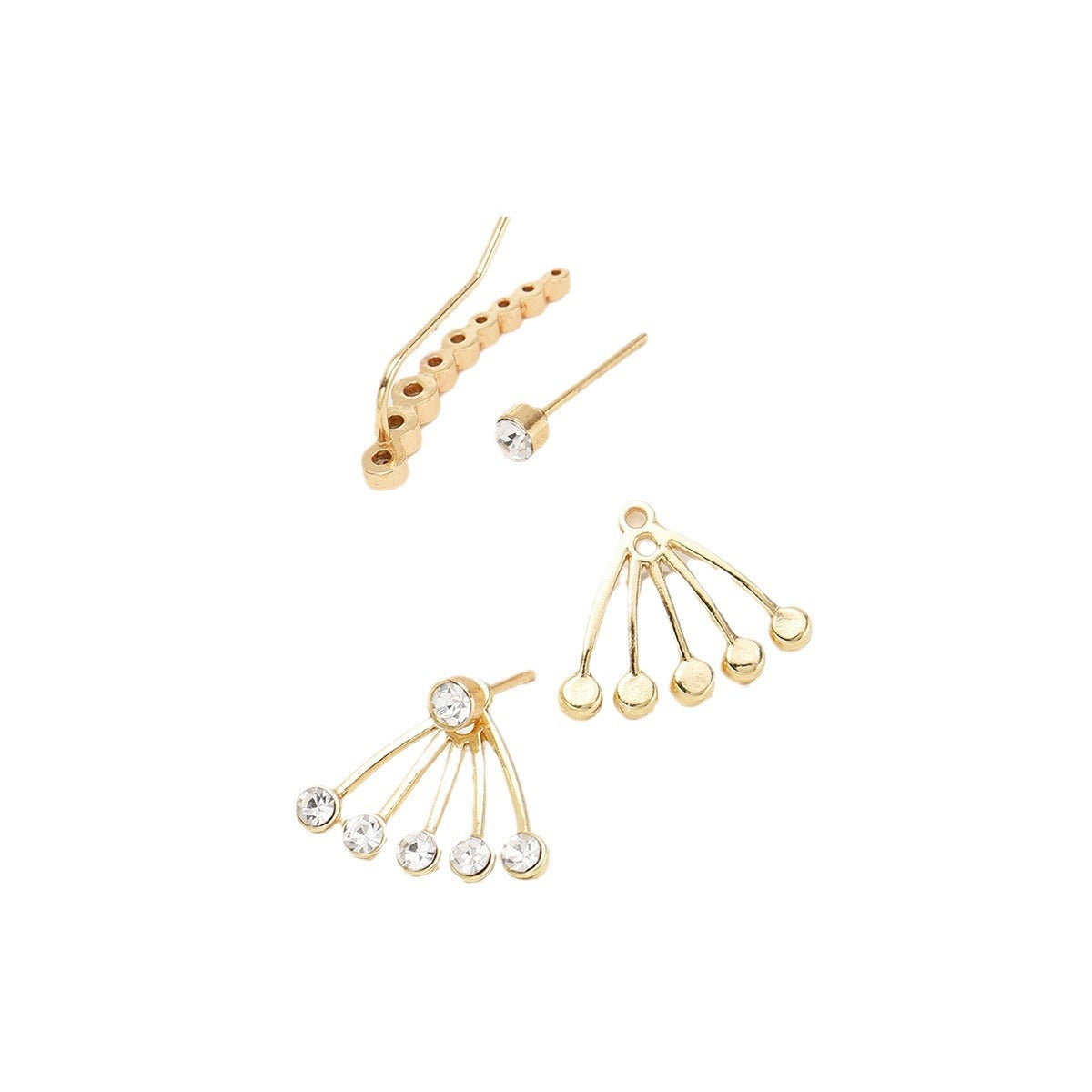 Luxury Gradient Rhinestone Ear Clip Fashion Earrings