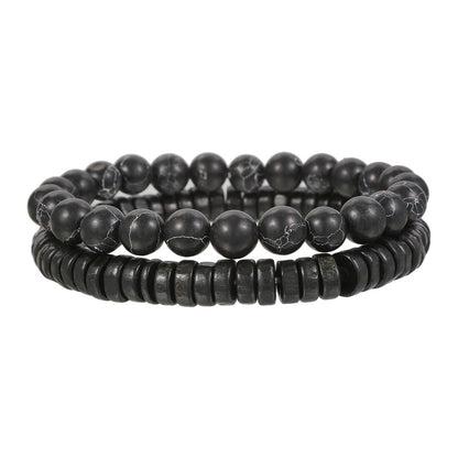 Men's Frosted Wooden Bead Hematite Beaded Suit Bracelets
