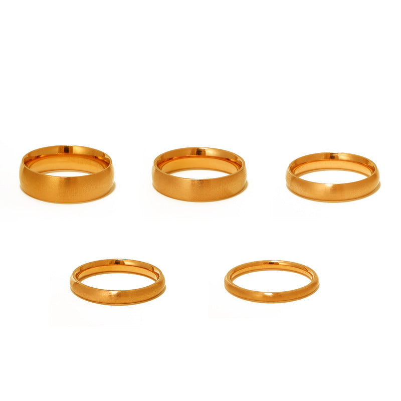 Steel Brushed Golden Sand Surface Cold Rings