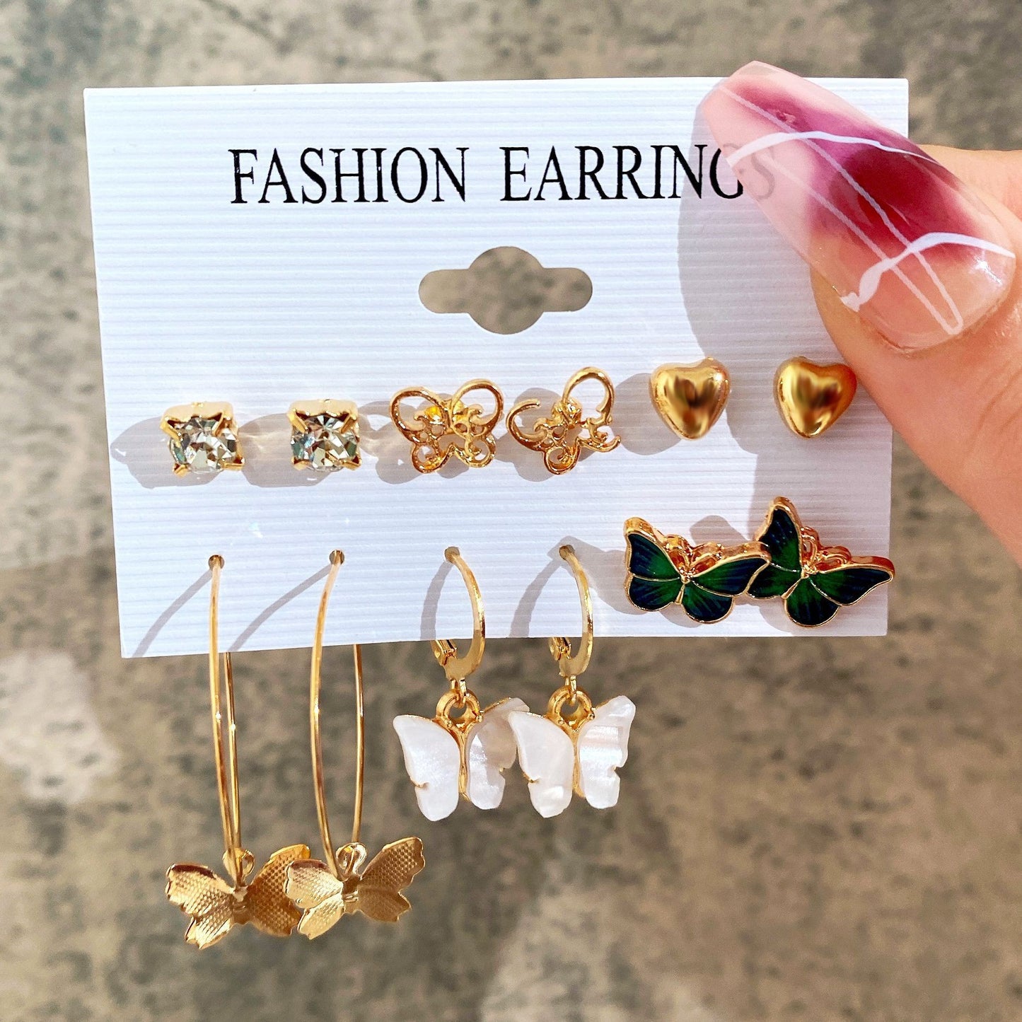 Women's Butterfly Pearl Creative Retro Alloy Card Earrings