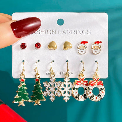 Women's Oil Santa Claus Tree Elk Suit World Party Earrings