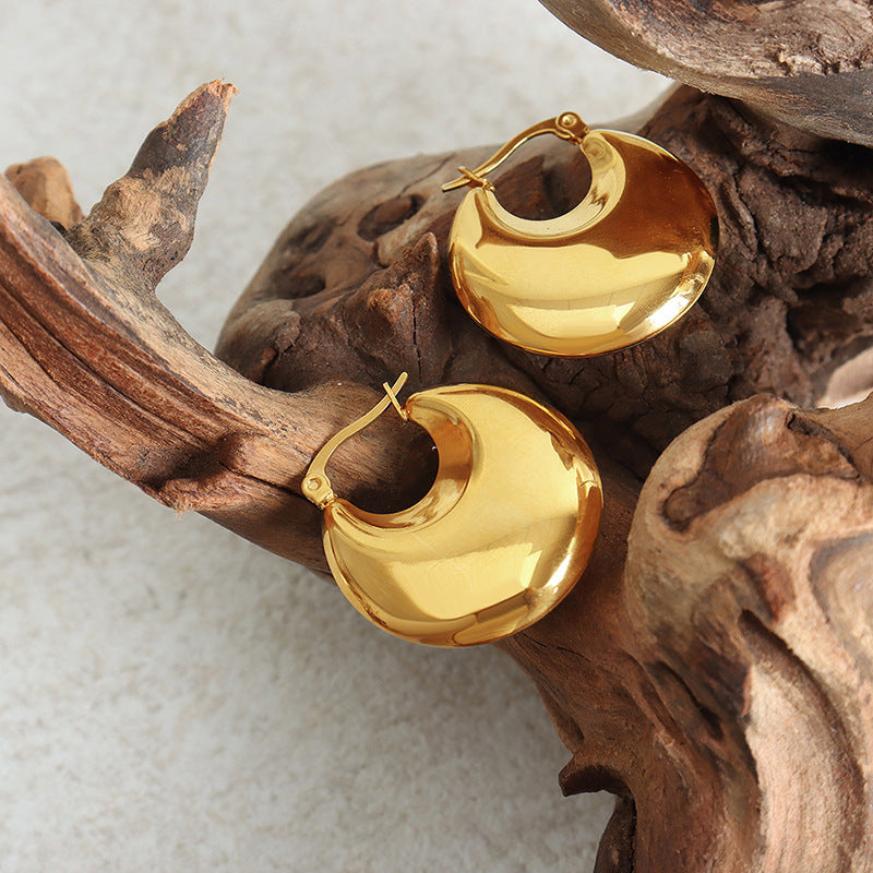 Exaggerated Glossy Temperament Family Niche Metal Earrings