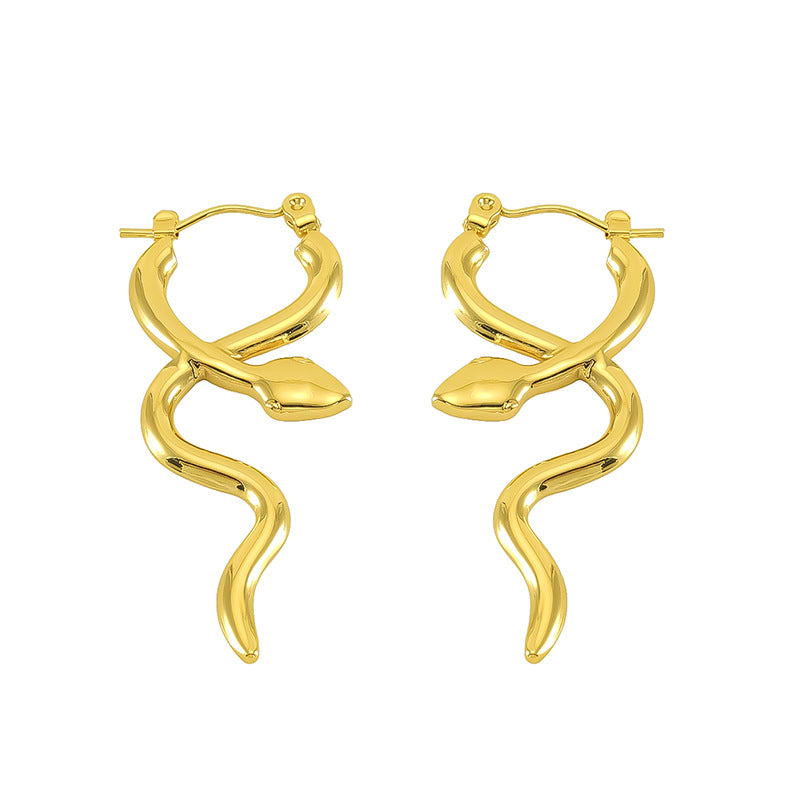 Women's Snake-shaped Titanium Steel Ear Clip Niche Personality Gold-plated Earrings