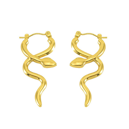 Women's Snake-shaped Titanium Steel Ear Clip Niche Personality Gold-plated Earrings