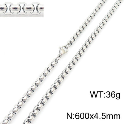 Women's & Men's Stainless Steel Square Pearl Chain Titanium Card Necklaces