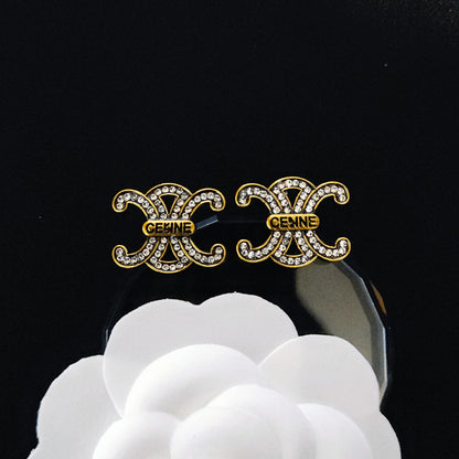 Women's & Men's Quality Collection Trending Rhinestone Letters Sier Earrings
