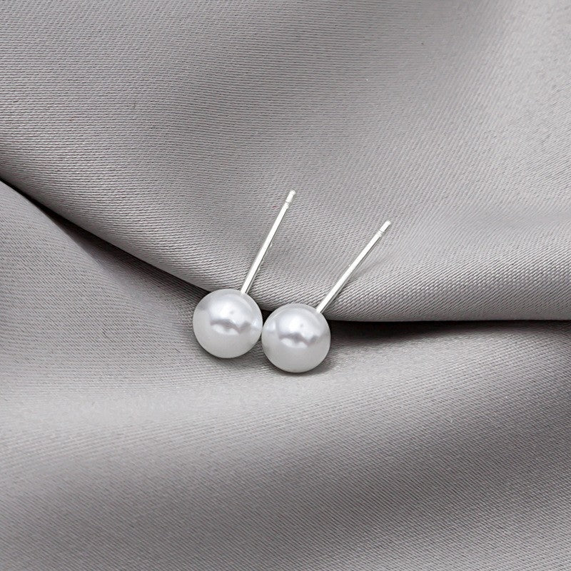 Sier Needle Pearl Korean Simple Temperamental Earrings