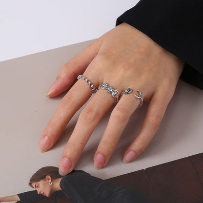 Knuckle Creative Retro Star Moon Pieces Rings