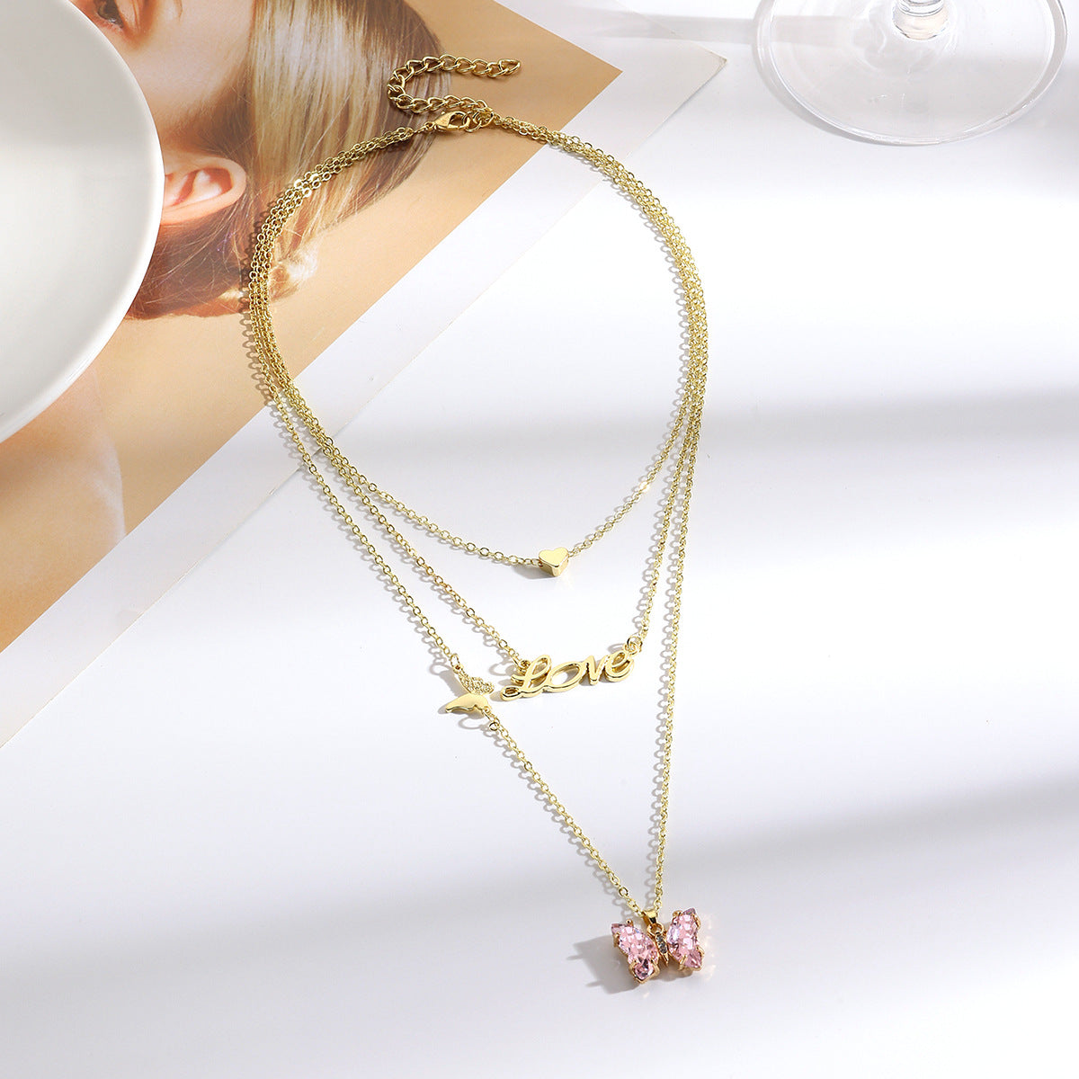 Women's Butterfly Light Luxury High-grade Blue Crystal Necklaces