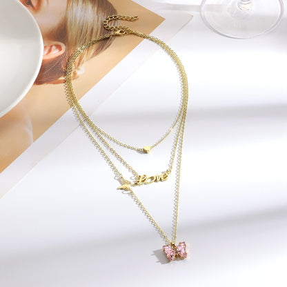 Women's Butterfly Light Luxury High-grade Blue Crystal Necklaces