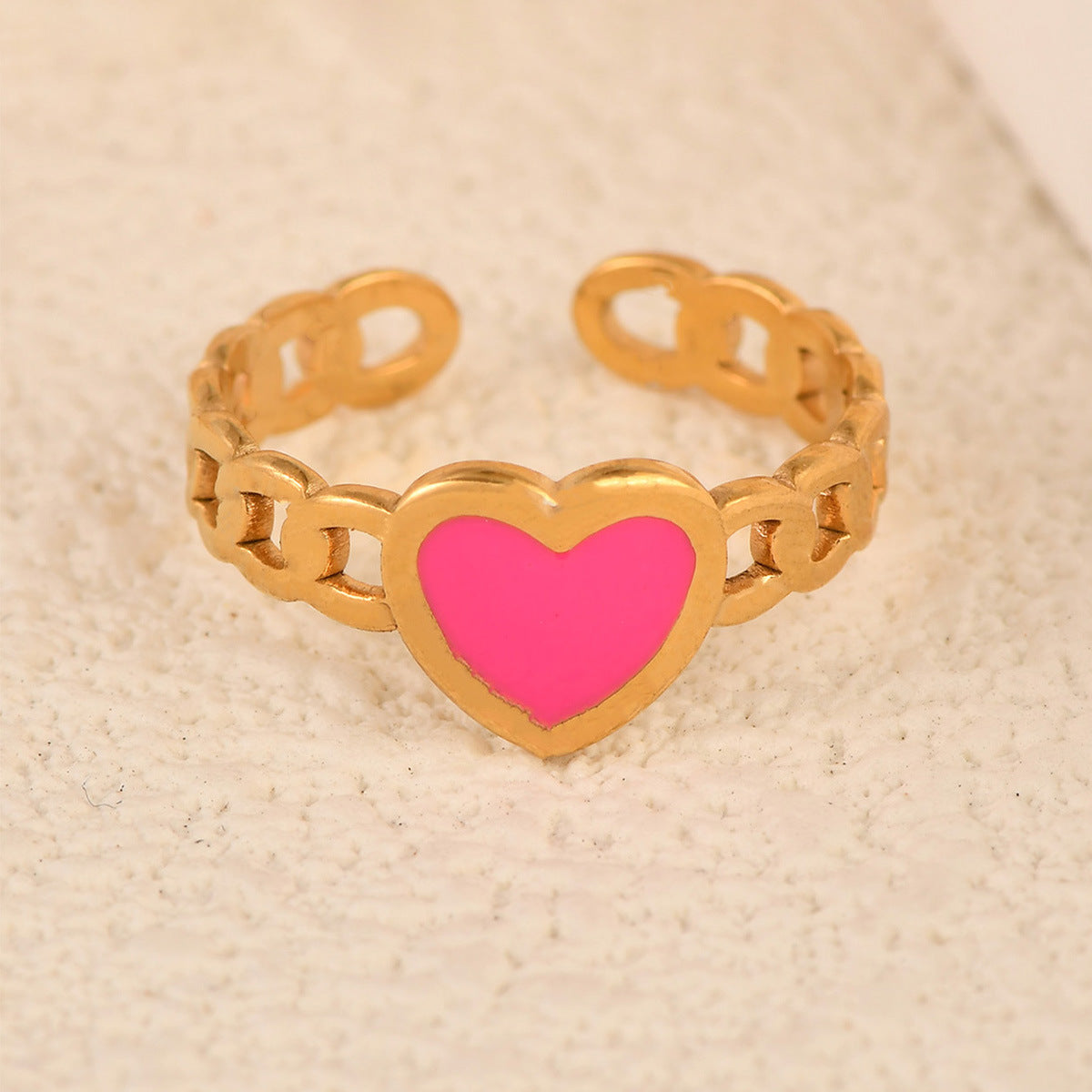 Stainless Steel Fashion Hollowed Heart Shape Electroplating Rings