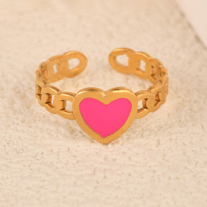 Stainless Steel Fashion Hollowed Heart Shape Electroplating Rings