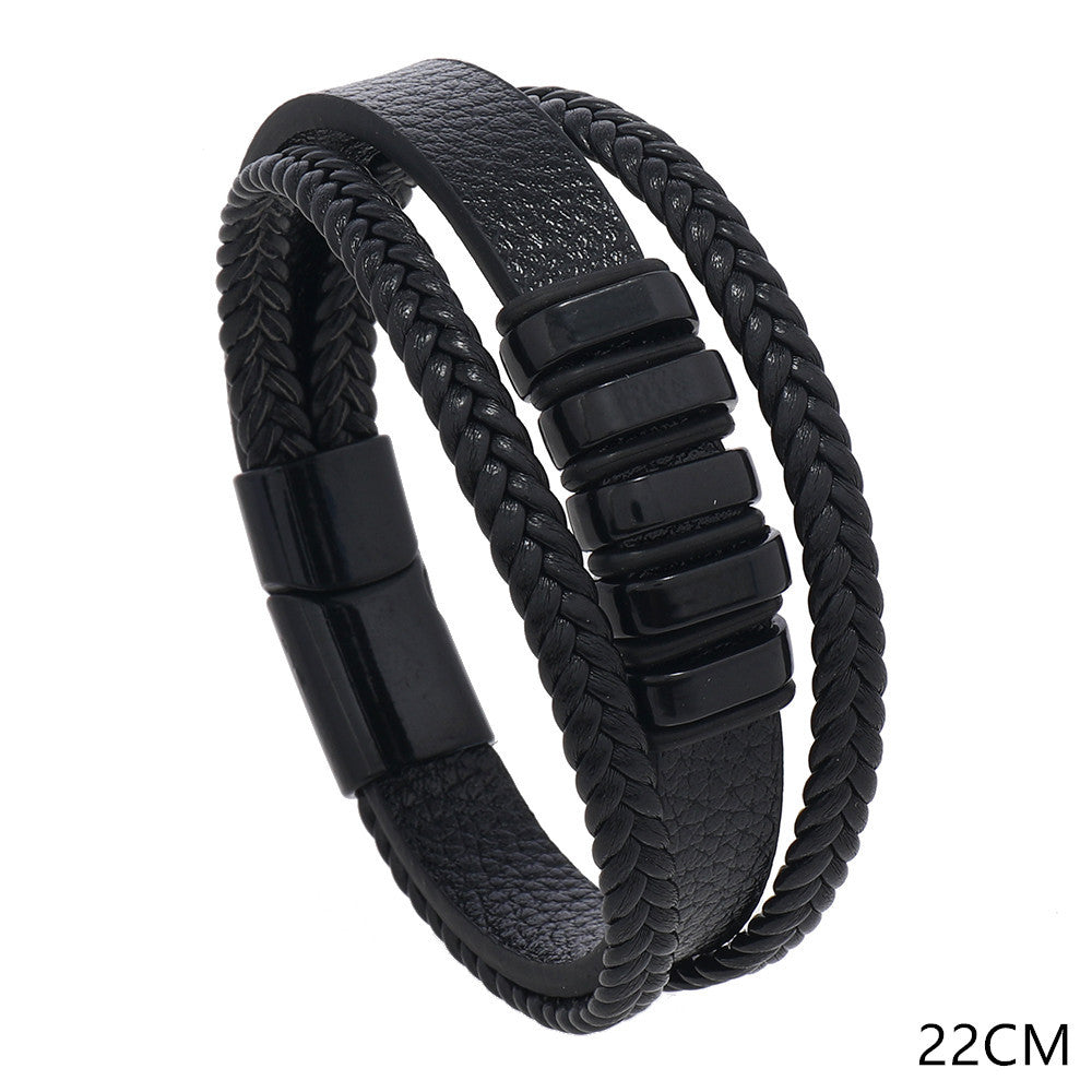 Men's Ornament Woven Leather Simple Fashion Magnetic Bracelets