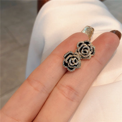 Sier Needle Elegant Camellia Korean Style Earrings