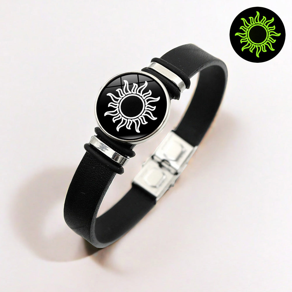 Moon Lovers Black Leather Unisex Fashion Bracelets