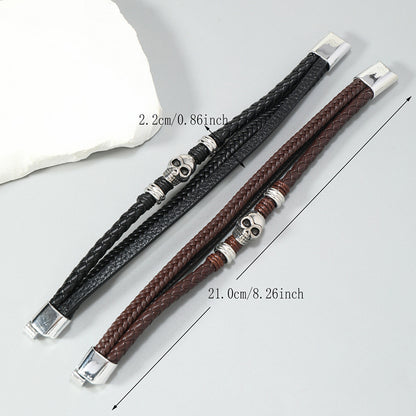 Men's Ornament Versatile Hand-woven Leather Punk Skull Bracelets