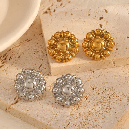 Women's Titanium Steel Ball Flower Simple Minority Rings