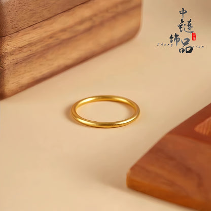 Women's & Men's Gold Ancient Law Inheritance Simple Frosted Rings