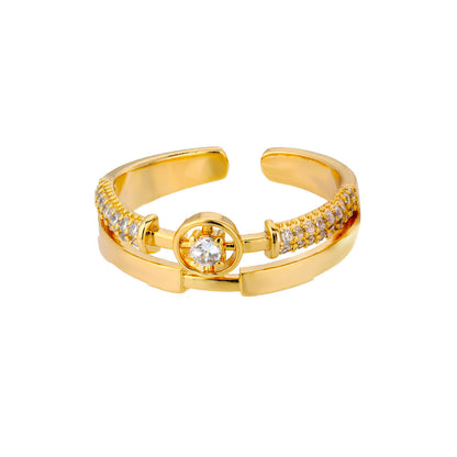 Open-end Zircon Double Layer Hollow Stars Rings