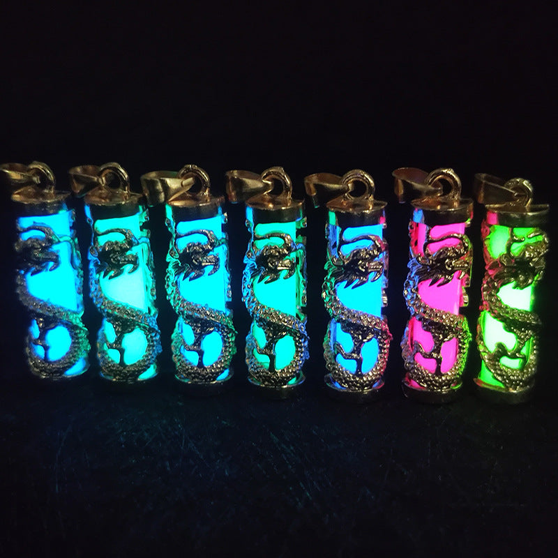 Men's Gold Luminous Dragon Column Resin Domineering Pendants