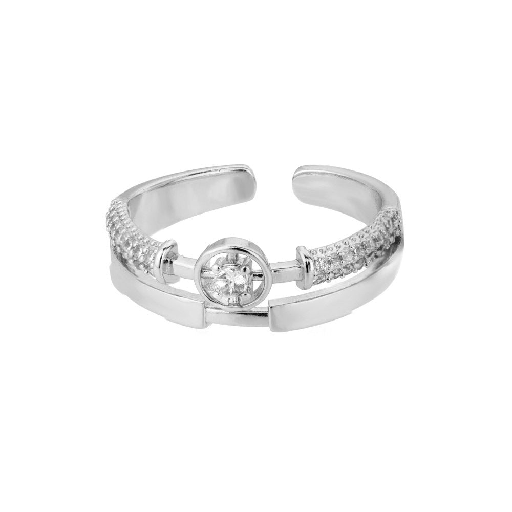 Open-end Zircon Double Layer Hollow Stars Rings