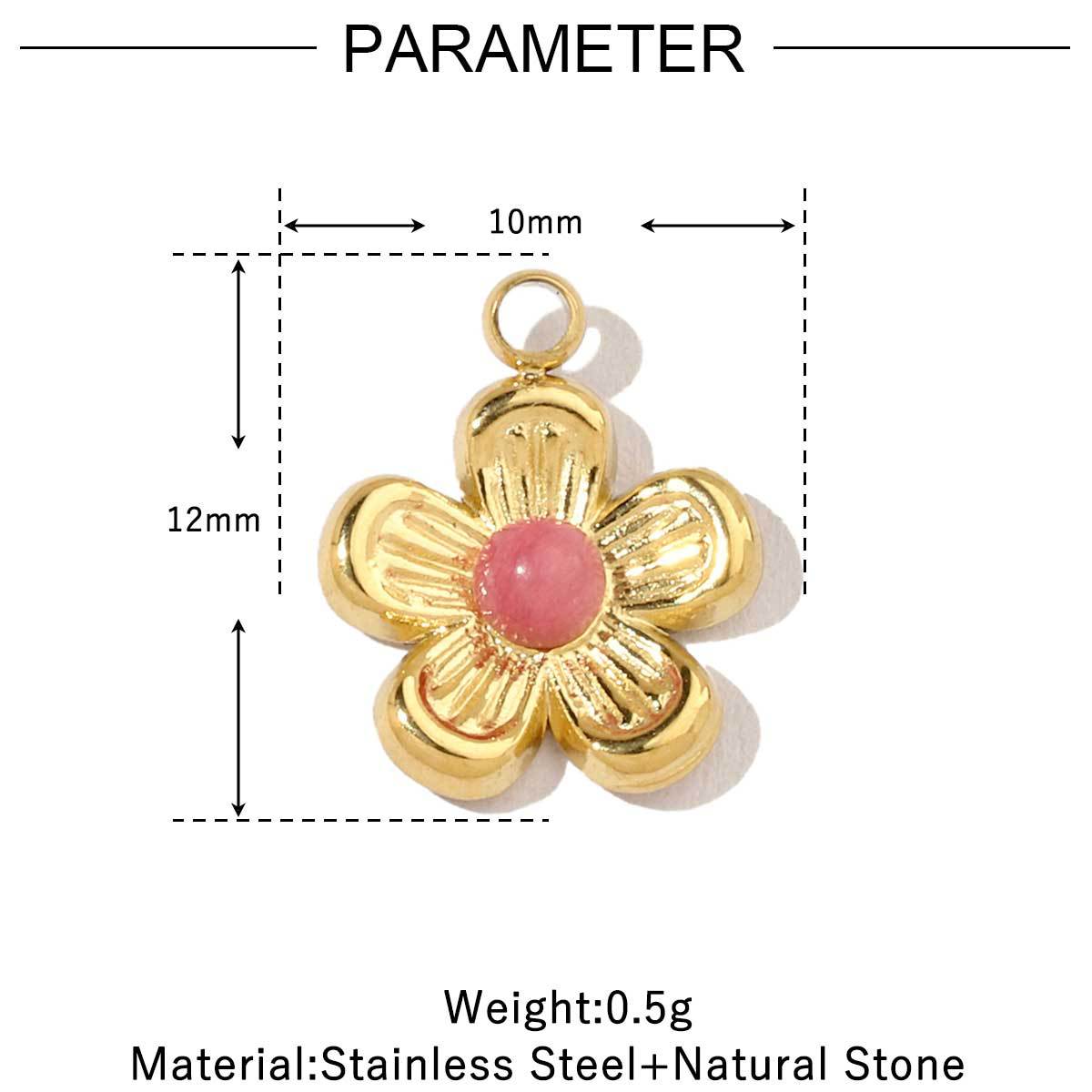 French Retro Flower Geometric Natural Stone Titanium Pendants