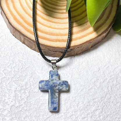 Crystal Cross Fashion Ornament Accessories Leather Rope Pendants