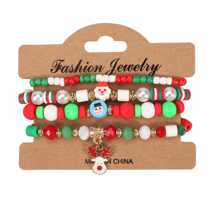 String Beads Snowman Tree Old Man Bracelets