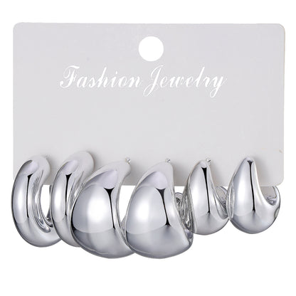 Type Irregular Card Set White Gold Color Earrings