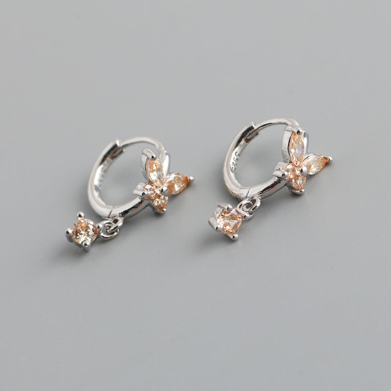 Diamond Sier Ear Clip Gold Personality Earrings