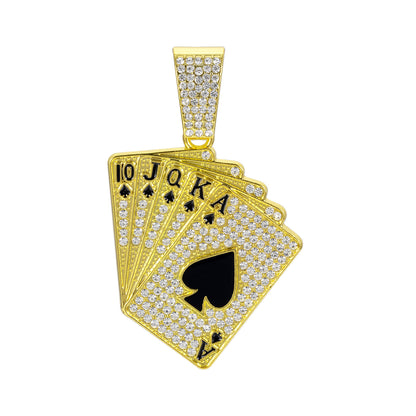 Men's Link Chain Full Diamond Poker Fashion Pendants