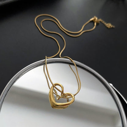 Women's Titanium Steel No Fading Hollow Love For Light Necklaces