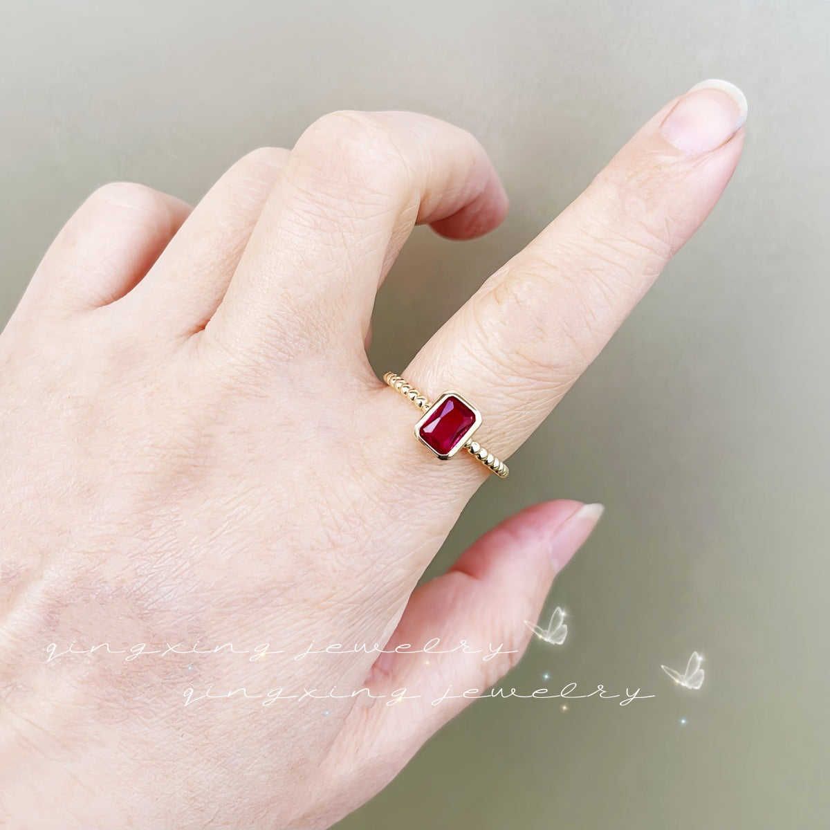 Retro Artificial Red Sapphire Open High-grade Rings