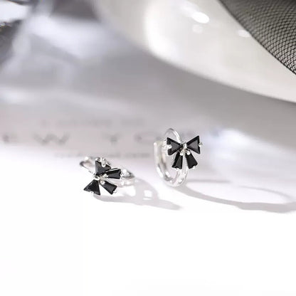 Bow Zircon Female Fashionable Sier Pin Earrings