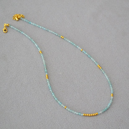 Fresh Elegant Minority Simple Aquamarine Real Necklaces